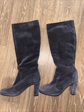 Boden Grey Suede Knee-High Block Heel Boots size 37